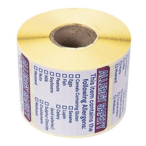 Hygiplas Removable Allergen 'Contains' Label 2' (Roll 500) - Image 4