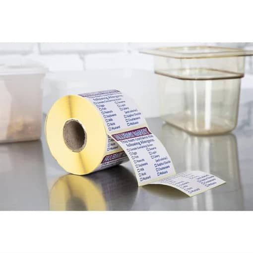 Hygiplas Removable Allergen 'Contains' Label 2' (Roll 500) - Image 2