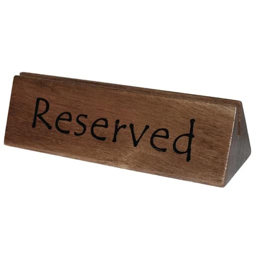 Olympia Acacia Wood Menu Holder – Reserved Sign