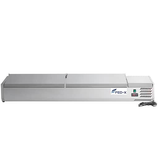 alt="FED-X XVRX1800-380S Salad Bench with Stainless Steel Lids"