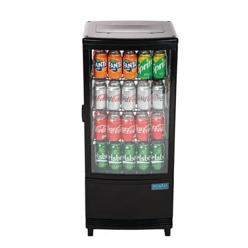 Polar C-Series 86L Curved Glass Display Fridge - Black Commercial Merchandiser