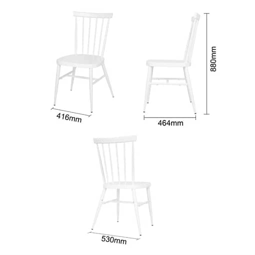 Bolero DP718 Windsor Chair – White Aluminium, Stackable - Image 4