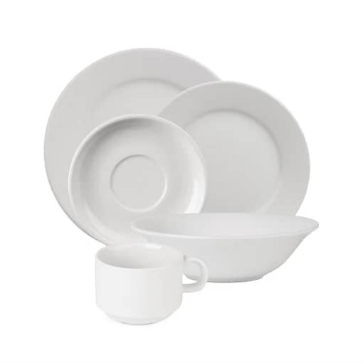 24-piece commercial tableware set with durable porcelain plates