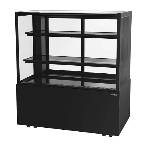 Airex AXR.FDFSSQ.12 Square Glass Cake Display Fridge – 3 Tier, LED, Black Finish