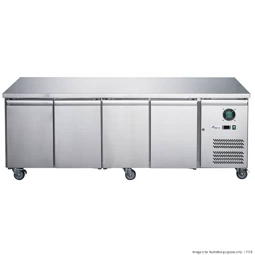 FED-X XUB6C22S4V Four Door Stainless Steel Bench Fridge with 449L Capacity
