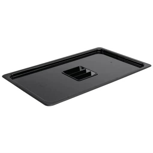 Vogue U474 Black Polycarbonate Gastronorm Lid for 1/1 GN Containers, Durable and Dishwasher Safe
