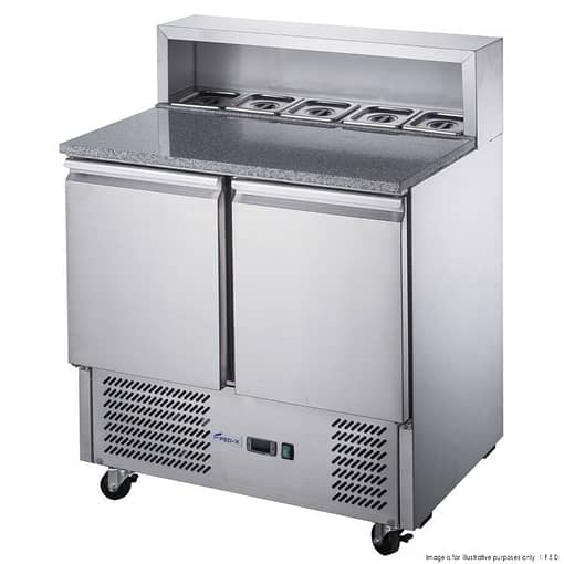 FED-X XGNS900E Two Door Salad Prep Fridge – 240L, Marble Top, R600a - Image 6