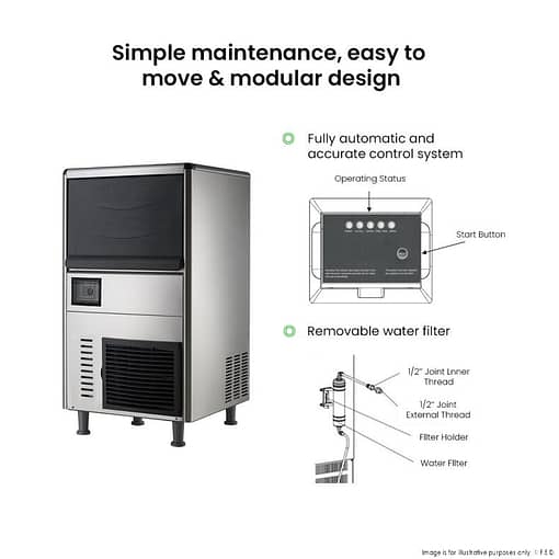 Blizzard SN-068F Granular Ice Maker – 60kg/Day, Underbench with 20kg Bin - Image 2