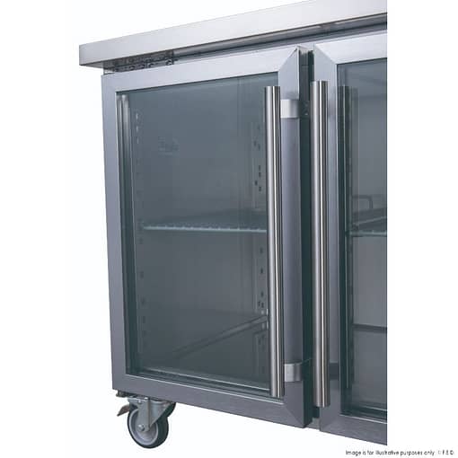 FED-X XUB7C18G3V Three Glass Door Stainless Bench Fridge – 417L, Fan Forced - Image 4