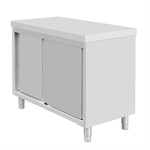 Vogue FU585 Stainless Steel Floor Cupboard – 900x1200x600mm with Sliding Doors - Image 2