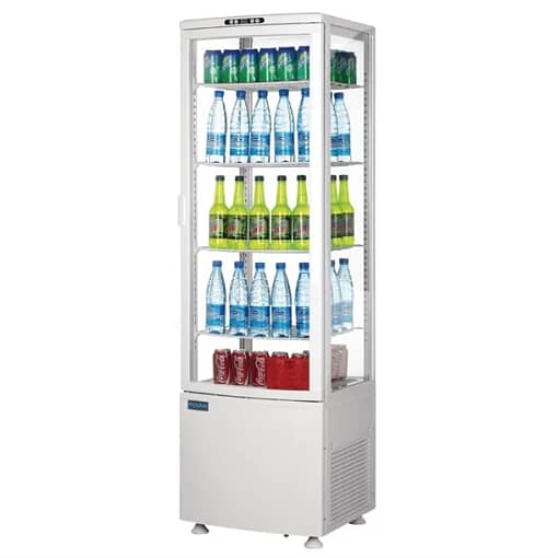 Polar CB509-A Curved Glass Door Display Fridge – 235L, 4-Sided View, White - Image 4