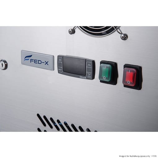 FED-X XUB7C13G2V Two Glass Door Stainless Bench Fridge – 282L, Fan Forced - Image 4