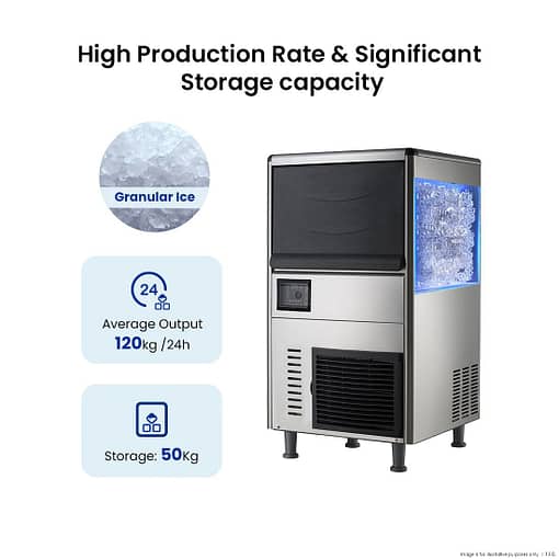Blizzard SN-128F Granular Ice Maker – 120Kg Output, 50Kg Storage, Stainless Steel - Image 2