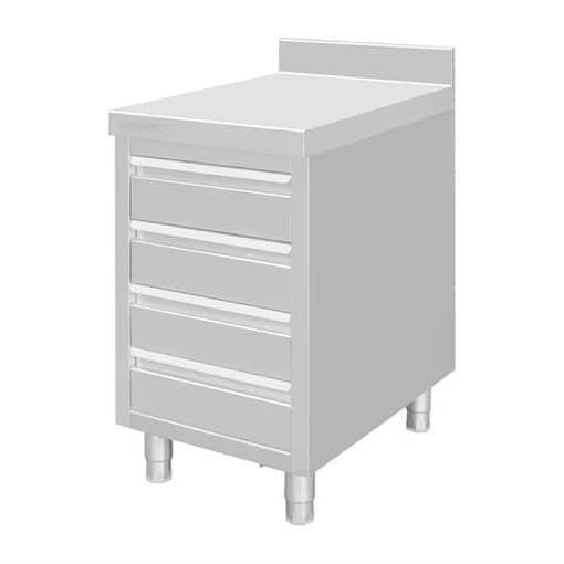 Vogue DP276 Stainless Steel Workstation – 4 Drawers, 100mm Upstand - Image 2