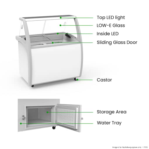 Thermaster SD-325P Gelato Display Freezer | 325L | 6 x 5L Pans | Curved Glass - Image 8