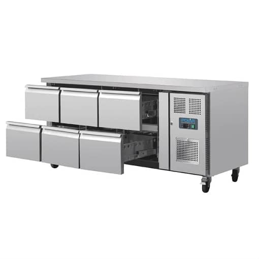 Polar DA548-A U-Series Six Drawer Counter Fridge – 6xGN, Stainless, 300W - Image 3