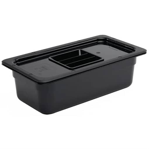 Vogue U463 Black Polycarbonate GN Pan – 1/3 GN x 100mm, 3.7L Capacity - Image 2