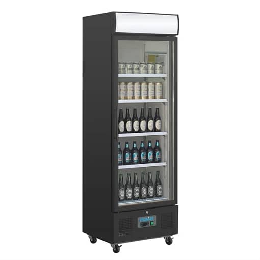 Polar GH427-A G-Series Upright Display Fridge – 368L, Black Glass Door - Image 5