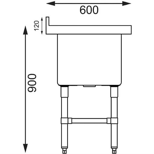 Vogue HC910 Deep Pot Sink 770×600mm – 100L, 90mm Drain, Splashback - Image 4