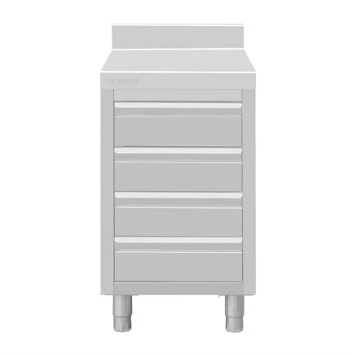 Vogue DP276 Stainless Steel 4 Drawer Workstation with 100mm Upstand – Ideal for Commercial Kitchens