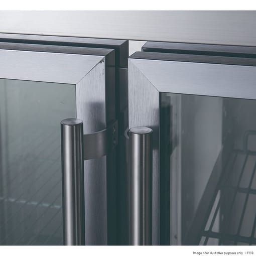 FED-X XUB7C18G3V Three Glass Door Stainless Bench Fridge – 417L, Fan Forced - Image 3