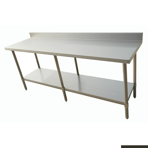 FED 2100-6-WBB Stainless Steel Table with 2100x600mm Top, 100mm Splashback, and 6-Leg Support – Ideal for Commercial Prep Areas