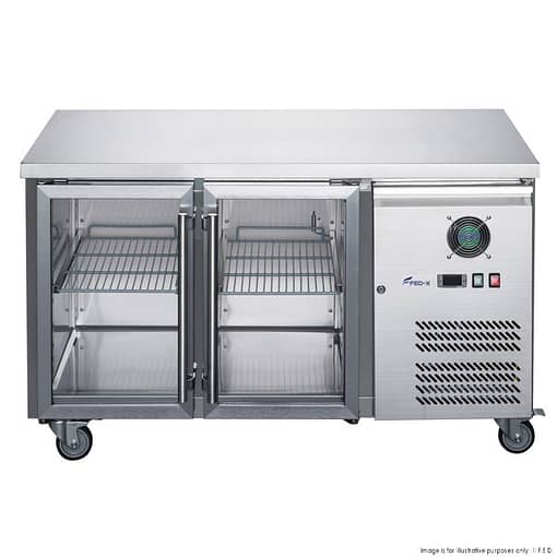 FED-X XUB7C13G2V Two Glass Door Stainless Bench Fridge – 282L, Fan Forced - Image 3