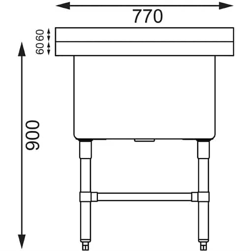 Vogue HC910 Deep Pot Sink 770×600mm – 100L, 90mm Drain, Splashback - Image 3