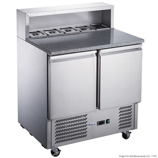 FED-X XGNS900E Two Door Salad Prep Fridge – 240L, Marble Top, R600a - Image 5