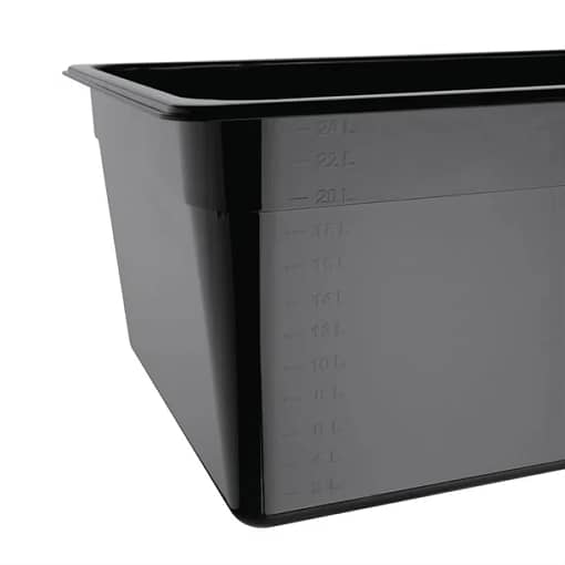 Vogue U457 Black Polycarbonate GN Pan – 1/1 GN x 200mm, 26L Capacity - Image 5