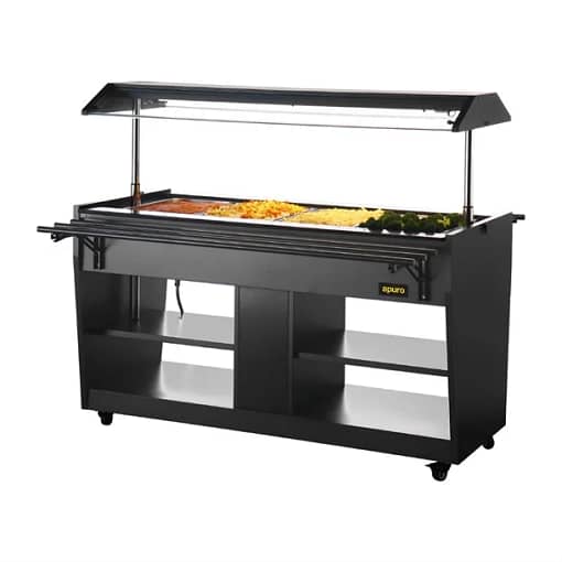 Apuro JA179-A Heated Buffet Bar Black – 4 x 1/1GN, Wet Heat, 2kW - Image 3