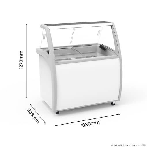 Thermaster SD-325P Gelato Display Freezer | 325L | 6 x 5L Pans | Curved Glass - Image 9