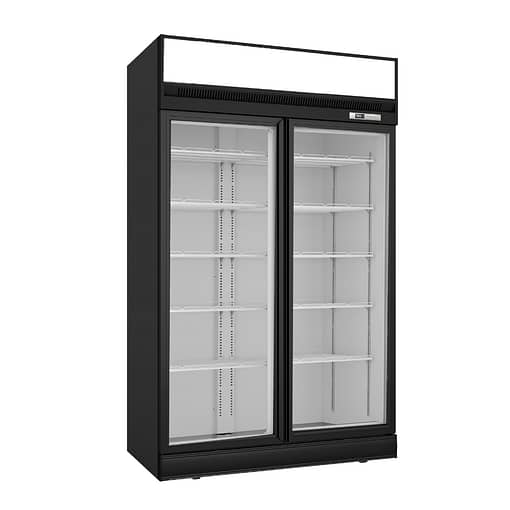 Thermaster LG-1006D Upright 2 Glass Door Display Fridge – 1006L, Black with Lightbox