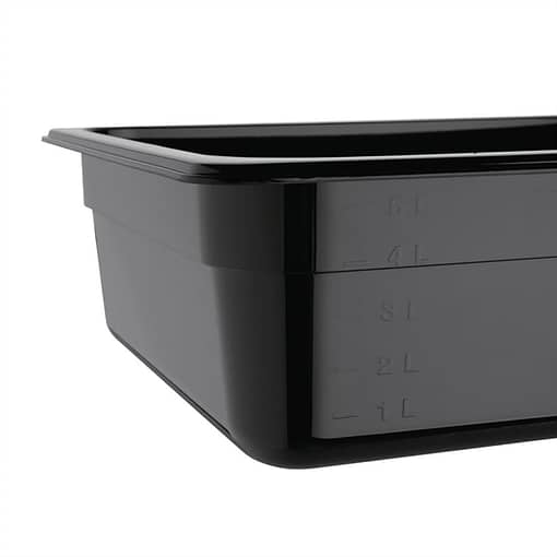 Vogue U459 Black Polycarbonate GN Pan – 1/2 GN x 100mm, 6.2L Capacity - Image 5