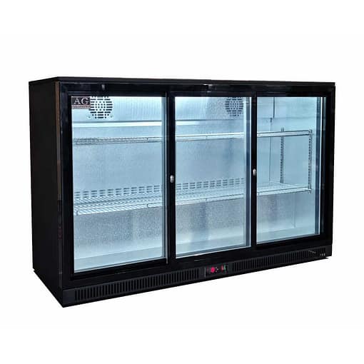 AG 3 Sliding Door Bar Fridge Black - 320L | 3BBR-S