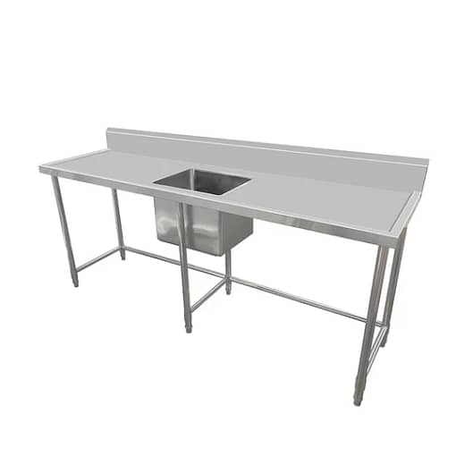 Kitchen Knock 631123 Stainless Steel Centre Single Sink Bench 2400x700mm – Ideal for Commercial Kitchens