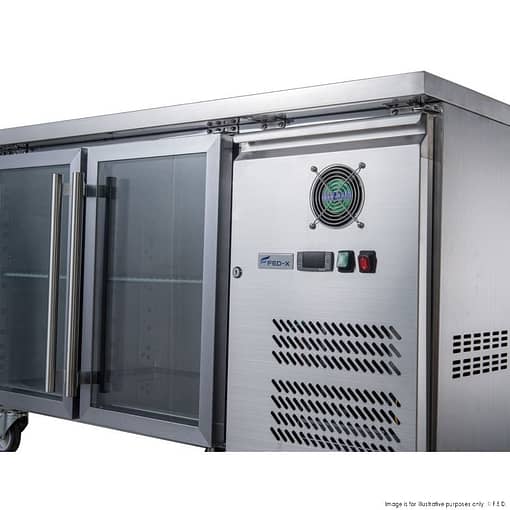 FED-X XUB7C13G2V Two Glass Door Stainless Bench Fridge – 282L, Fan Forced - Image 5