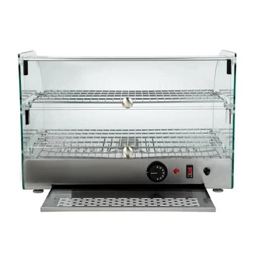 Apuro CK916-A Pastry Heated Showcase – 45L, Curved Glass, 2 Shelves, 800W - Image 6