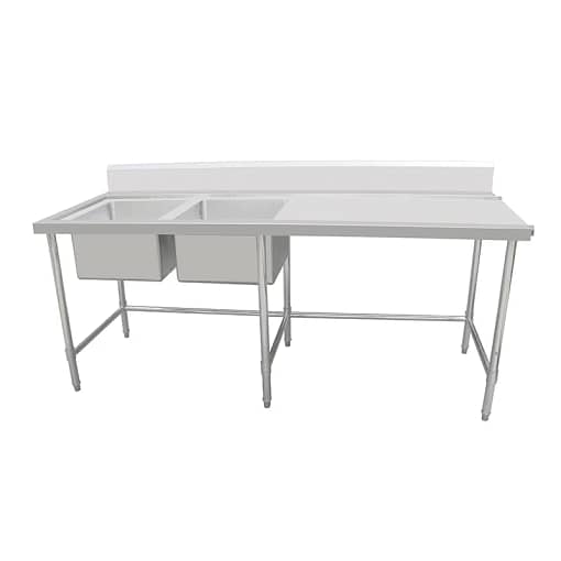 Kitchen Knock 631119 Stainless Steel Double Sink Bench – Left Sink, 2400x700mm