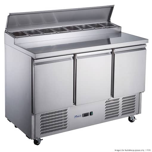 FED-X XGNS1300D Three Door Salad Prep Fridge – 368L, GN Slots, R290 - Image 3