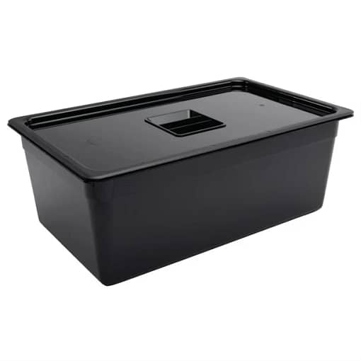 Vogue U457 Black Polycarbonate GN Pan – 1/1 GN x 200mm, 26L Capacity - Image 3