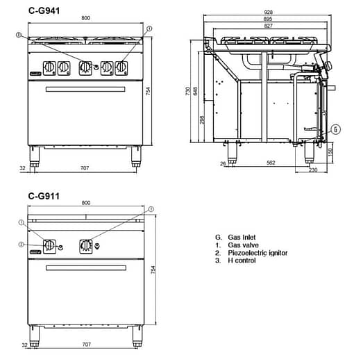 Fagor 900 series natural gas 4 burner CG9-41H - Image 2