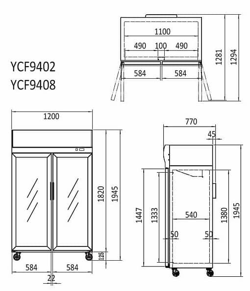 Atosa YCF9408 Double Glass Door Freezer | 900L Upright Display - Image 2