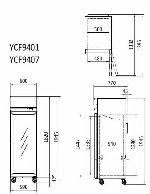 Atosa YCF9407 Upright Display Freezer – Glass Door 600mm | Top Mount - Image 2