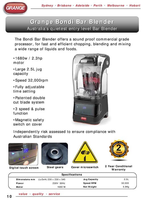 Grange GR980 Bondi: Premium 2.5L Soundproof Commercial Bar Blender - Image 3