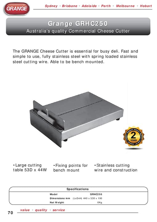 Grange GRHC250: Ultimate Commercial Soft Cheese Cutter - Image 2
