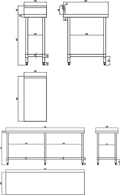 Kitchen Knock Stainless Steel Work Bench with Timber Layer Flat 400x800mm - Image 2