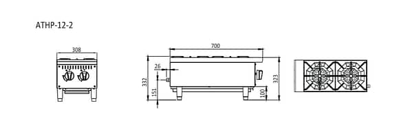 CookRite 2-Burner NG/LPG Commercial Cooktop – ATHP-12-2 - Image 2