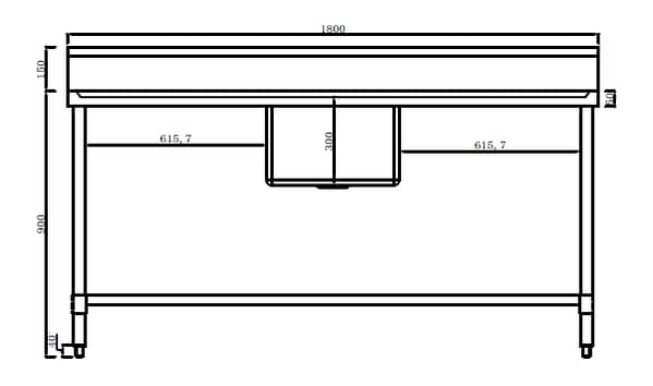 Kitchen Knock 419938 Stainless Steel Single Sink Bench – Centre Bowl, Leg Brace, 1800mm - Image 2