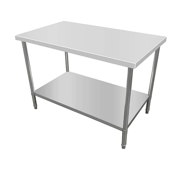 Kitchen Knock Stainless Steel Work Bench with Timber Layer, 1200×600mm, 304 Grade, Commercial Use
